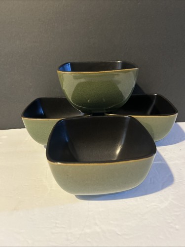 Home Trends Rave Green 5-3/4" cuencos de gres pesado negro interior conjunto de 4 usados en excelente estado - Imagen 2 de 24