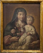 Madonna con Bambino, olio su tela - XVII secolo