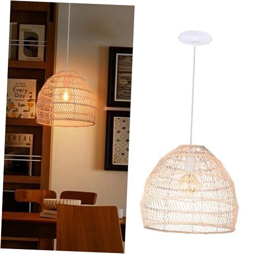 Rattan Woven Pendant Fixture Shades, Handmade Hanging 35cm*35cm Natural Rattan