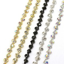 2Yard Crystal Rhinestone Trim Chain Applique Sewing Dress Embellishment DIY