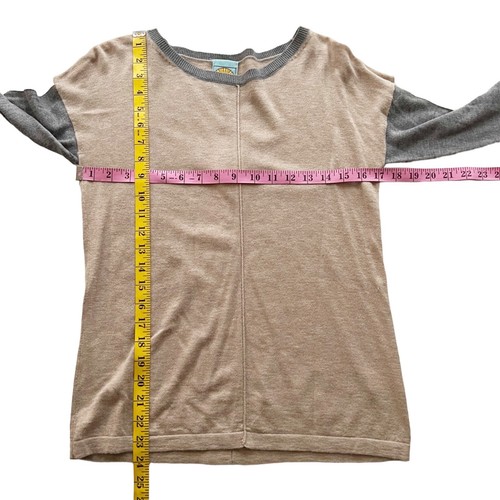 C&C California L/S Top XS Cashmere Wool Blend Scoop Neck Color Block $98 NWT - Picture 9 of 11