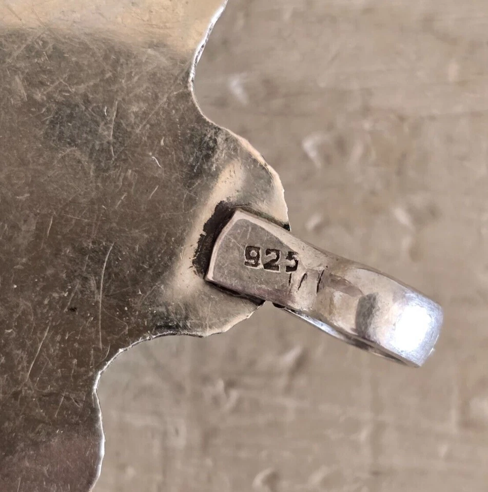 Vintage Ciondolo Pendaglio in Argento e Pietra Colore Turchese - Immagine 3 di 3