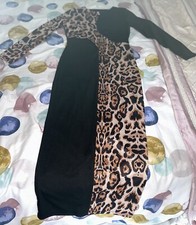 Boohoo Sexy Black and Leopard Long Sleeve Dress Size M