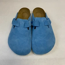 Birkenstock New w/o Box Boston Sky Blue Suede Leather Narrow Width Select Size