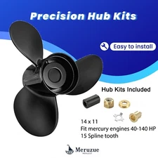 14x11 Aluminum Boat Propeller fit Mercury Engines 40-140HP | 15 Spline tooth,RH