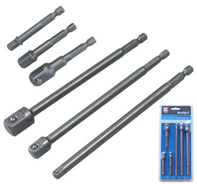 BlueSpot 6pc Impact Drill Bit Socket Adapter Set Extension Bar 1/4