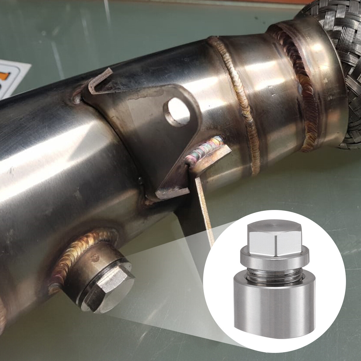 (2 Sets) 304 Stainless O2 Oxygen Sensor Bung Plug M18 X 1.5 Threaded Fittings