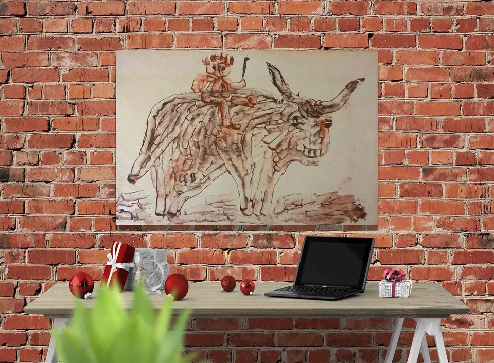 Abstract Man on Bull by Paul Klee Canvas Art Pictures Wall Framed Prints Decor - Image 2 of 4