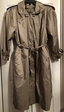 British Mist Petite 11 12 Belted Trench Raincoat Coat Zip Out Lining Metallic