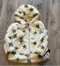 Steve Madden Girls fuzzy star jacket hooded Sz 24 Months NWT