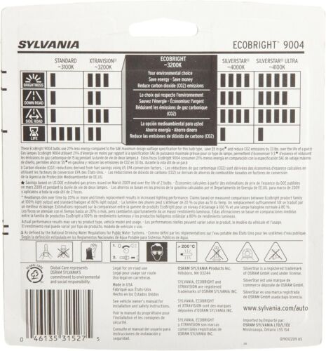Sylvania EcoBright 9004 HB1 65/45W Two Bulbs Head Light Replacement Made in USA - Picture 4 of 13