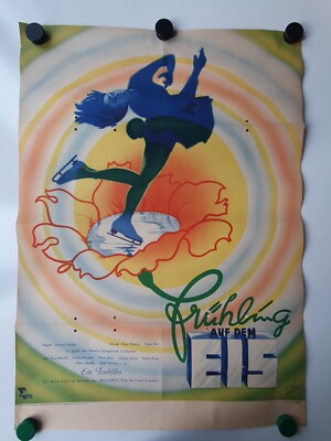 Plakat Eisrevue Frühling auf dem Eis Nova Film Progress Original DDR 1951