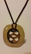 Gorgeous tan Buffalo horn pendant necklace