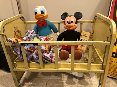 antique metal doll crib