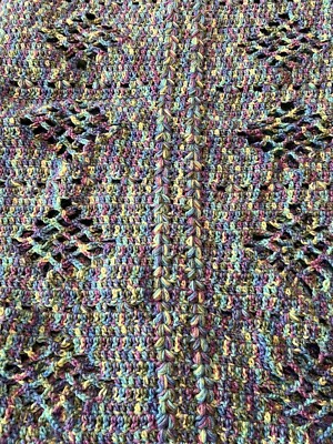 Handmade Crocheted Lacy Diamonds Pattern Afghan 46  X 68 