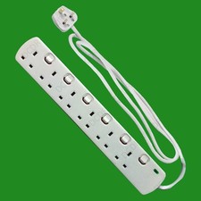 6 Voie Individuelles avec Interrupteur Prise D'Extension 13a 2m C ble Fluo
