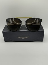 Police SPL491 Military Green/Black Round Designer Sunglasses NEW Retail 300 