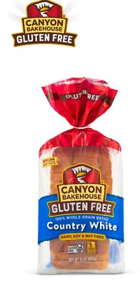6 pk of CANYON BAKEHOUSE  GLUTEN FREE COUNTRY WHITE BREAD 15oz. PKG.
