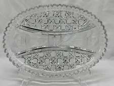 Antique Hand Cut Etched American Brilliant Crystal Tray Platter