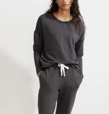 MADEWELL WOMEN'S BLACK COAL MWL SUPERBRUSHED EASYGOING SWEATSHIRT Sz L