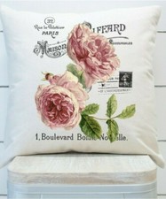 French Country Pillow Cover, Pink French Roses, 16 x 16, Indoor, Outdoor, Spring