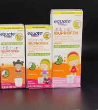 Lot 3 Equate Children's Ibuprofen Oral Suspension 100 mg per 5 mL Berry 8/4FL Oz
