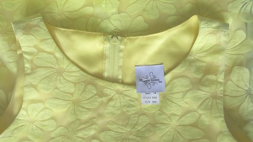 Girl's Maggie Breen Too Dress Sz 14 Yellow Burnout A Line Sheath NEW $66 - Picture 4 of 5