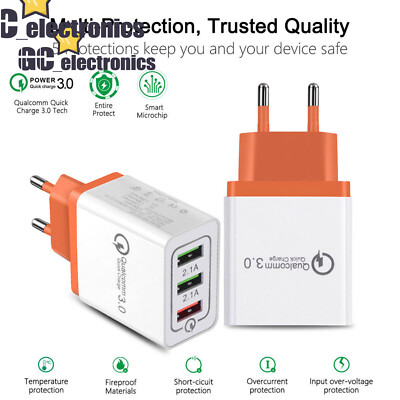 Quick Charge QC 3.0 30W 3 Ports USB Wall Charger Power Adapter, Smart Phone new
