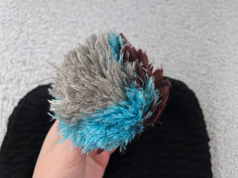 Burton Beanie Toque Adulto Talla Única Negro Azul Rayas Tejido Mezcla de Lana Esquí Pom Foto 3 de 4