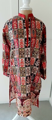 Authentic Ladies Rust Asian Beaded Tunic Top Size Medium NEW 