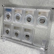 8CT Acrylic Display Stand Case Holder Storage Box for PCGS Graded Coin Slab
