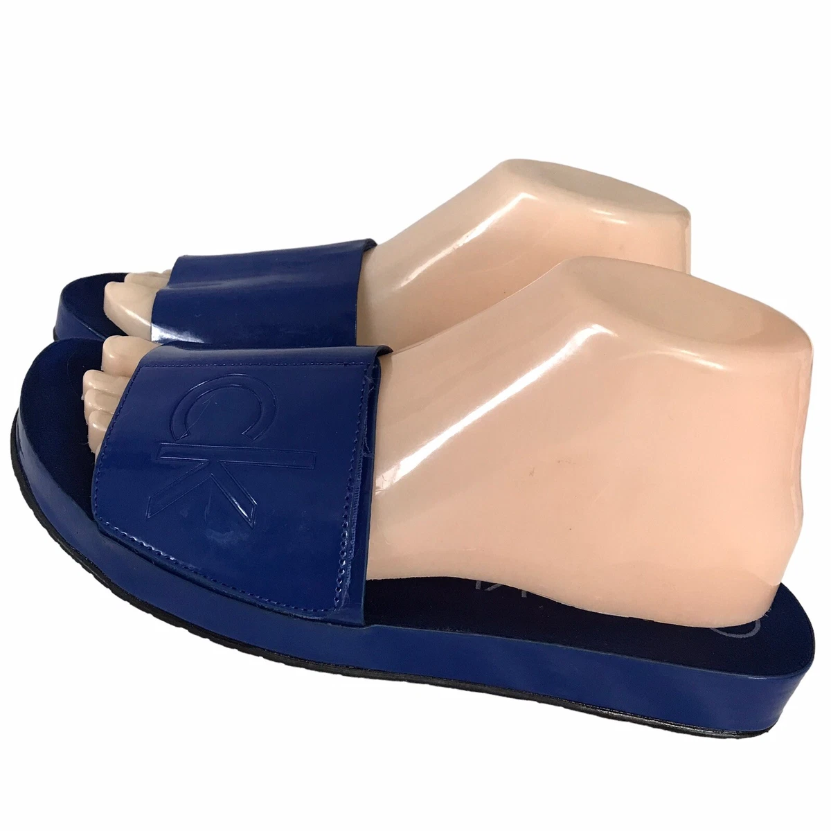 Calvin Klein Blue 8.5 Slides Marlina Slip On Sandals Adjustable