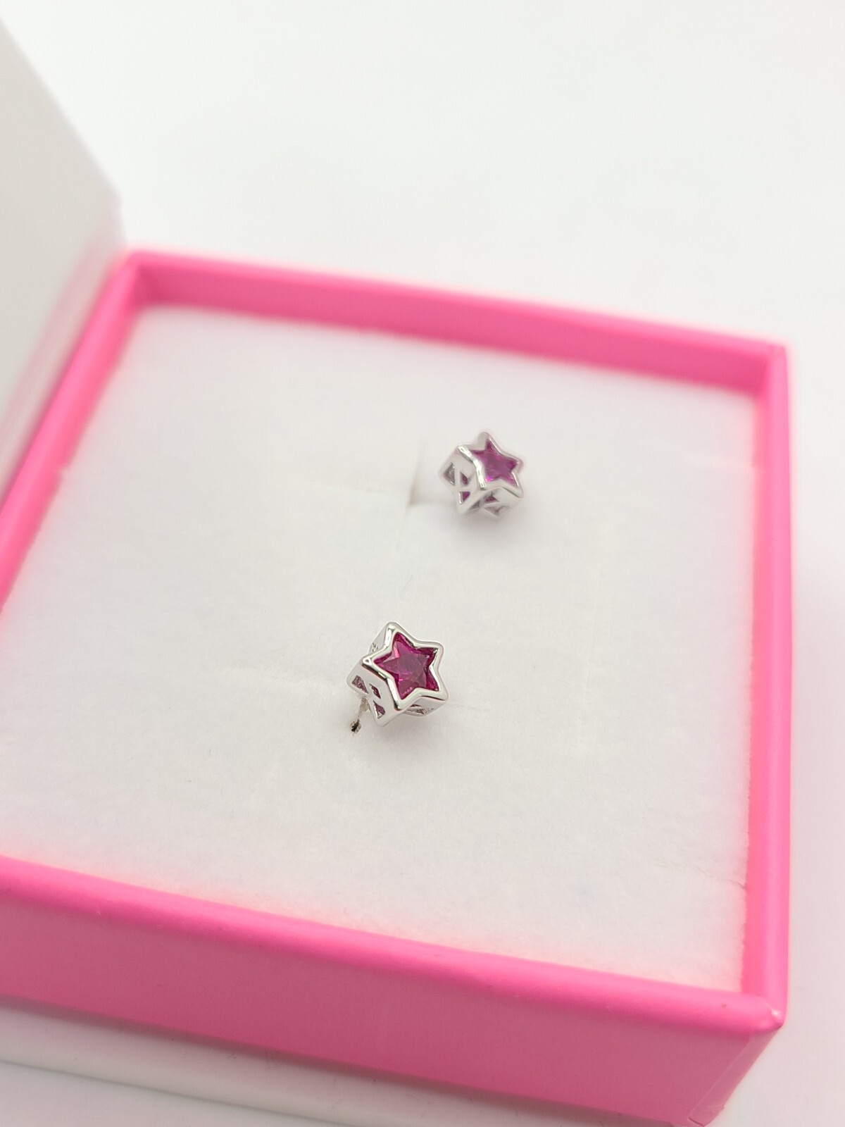 In Season Jewelry Ruby Star Sterling Silver Screwback Earrings