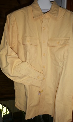 LL BEAN MEN'S Large CHAMOIS SHIRT MAIZE OMT03 ~Heavy Brushed Cotton Pockets - Picture 5 of 8