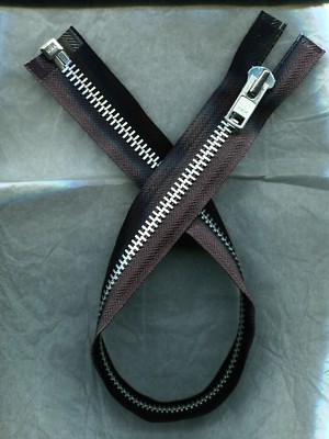 22 inch Black & Aluminum #10 Heavy Duty YKK Separating Zipper New!