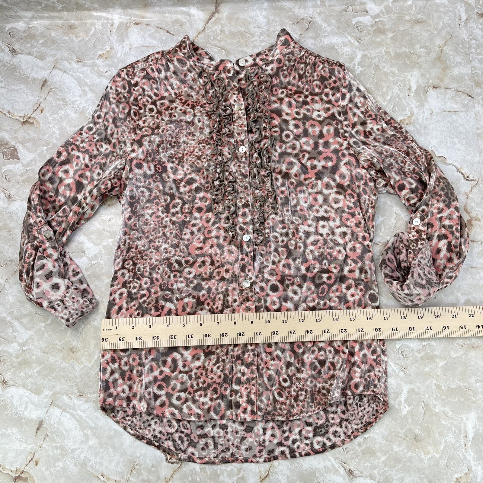 Ruby RD Petite Animal Print Metallic Button Up LO… - image 9