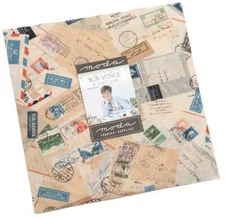 Bon Voyage Moda Layer Cake, 42 - 10" precut fabric quilt squares by Janet Clare