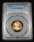 1958 P  LINCOLN  WHEAT CENT PENNY PCGS MS 65 UNC MS65RD US COIN CERT# 55493824