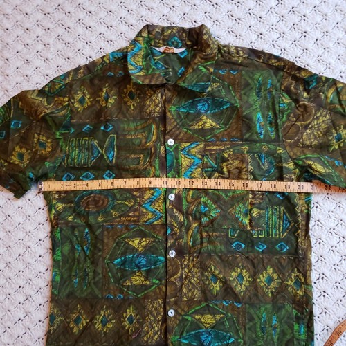 De Colección Brent Psicodélico Rockabilly Verde Azul Floral Disco Hawaiano Años 70 - Mediano - Imagen 6 de 7