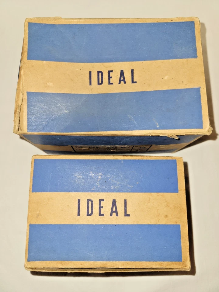 2 Vintage IDEAL STORE BOXES of Old NOS  CORK FISHING BOBBERS floats - Image 2 of 4