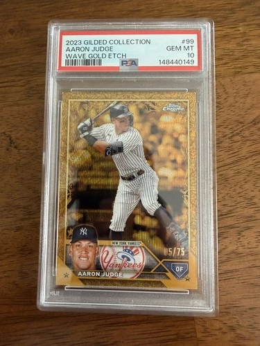 2023 Topps Chrome Gilded  Collection Wave Gold Etch #99 Aaron Judge /75 PSA 10
