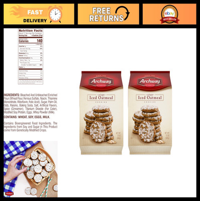Crispy Iced Oatmeal Cookies - 12 Oz (Pack of 2) | Delicious Snack Treats