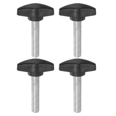 4pcs M8 x 35mm Male Thread Tee Wing Knobs Thumb Screw Clamping Knobs Grip Black