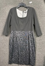 Tahari Arthur S. Levine Sheath Dress Womens 12 Black Cheetah Animal Print Lined