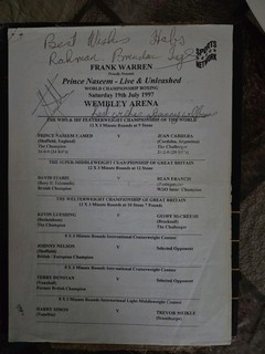 Brendan Ingle Johnny Nelson Danny Williams Signed Boxing program .