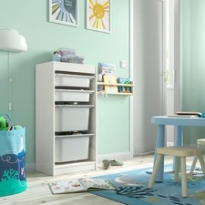 IKEA TROFAST Storage Unit White Frame with 4 Boxes 46x30x94cm Shelf Organiser