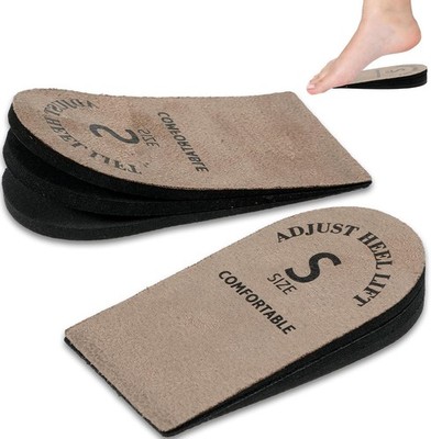 2 Pack Adjustable Heel Lifts, Brown Shoe Inserts (Small), Cushioned Comfort Pads