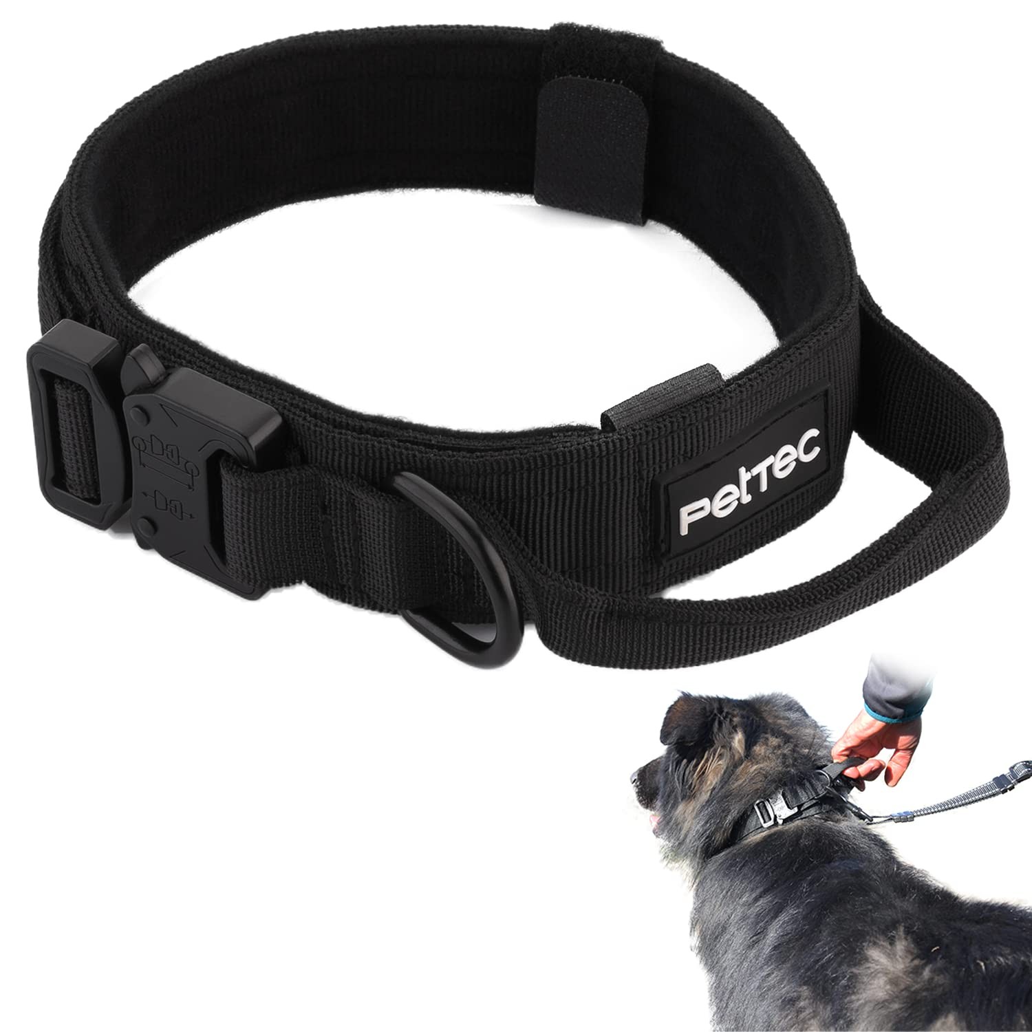 Collier Grand Chien en Nylon D-200 avec Rembourrage Néoprène Anti-Frottement