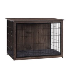Dog Crate Furniture Wooden Kennel Table Double Doors Extra Large 43.3 L DWANTON