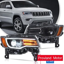 VLAND LED Projector Headlights Fit Jeep Grand Cherokee 2014-2021 2022 W/Blue DRL